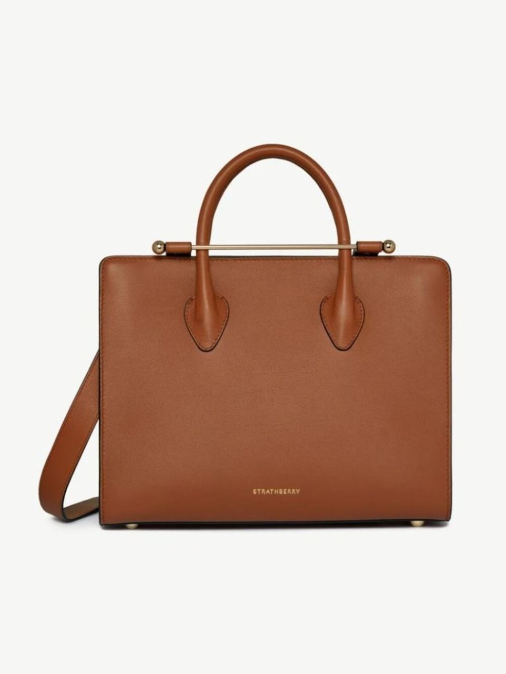 NWT Strathberry Chestnut Leather Midi Tote Bag in Chestnut